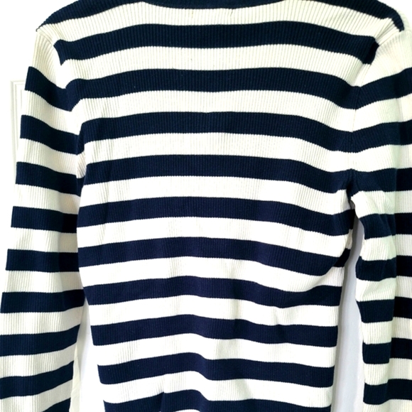 Nautica Women's 1/4 Zip Striped Sweater Top Size L - Picture 9 of 12